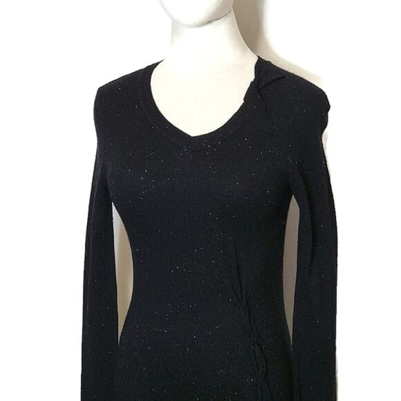 ALLSAINTS Black Speckled Midi Sweater Dress V Neck Long Sleeve Casual Wear 4 - Picture 3 of 16